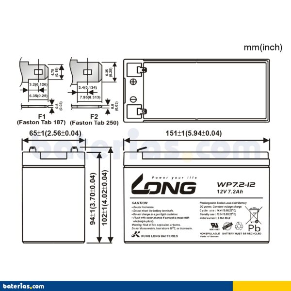 Battery Long Wp7 2 12 7 2Ah 1