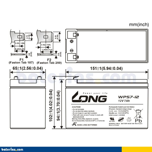 Battery Long Wps7 12 7Ah 1