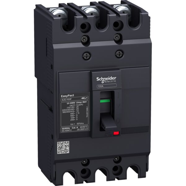 Circuit breaker Easypact EZC100F   TMD   50 A   3 poles 3d