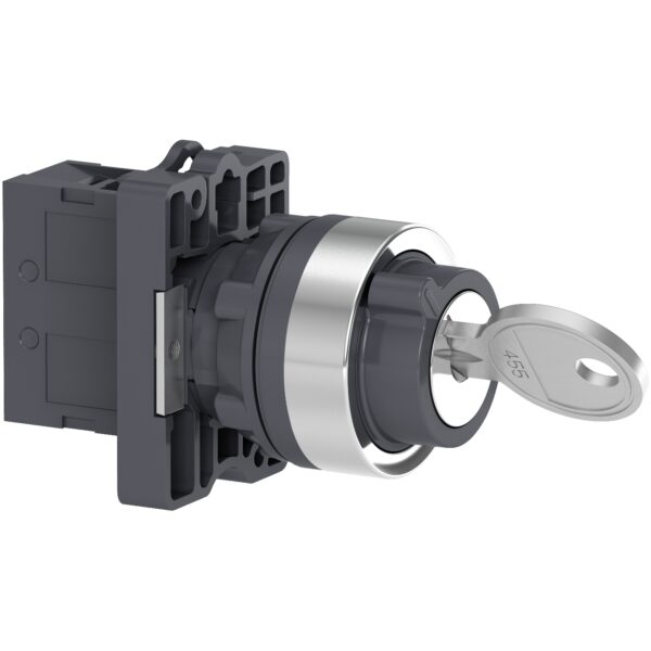 Key selector switch Ø22 2 positions stay put 1NO