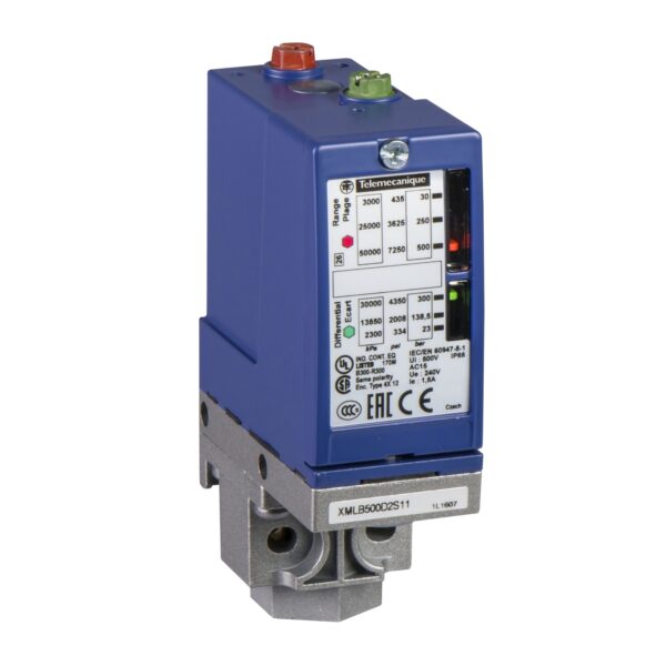 Pressure switch XMLB 10 bar   adjustable scale 2 thresholds   1 C/O