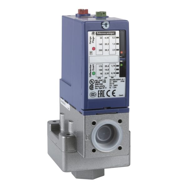 Pressure switch XMLB 4 bar   adjustable scale 2 thresholds   1 C/O