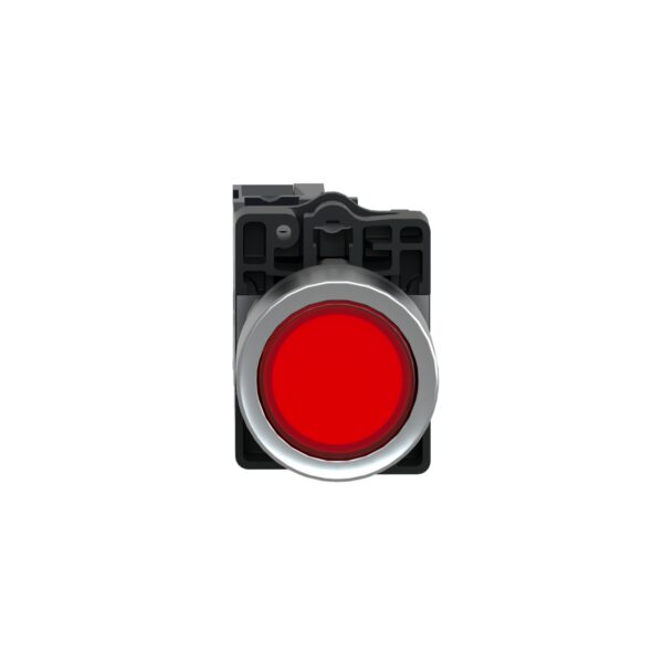 Red flush complete illum push button O22 flush 220V AC 1NC 1