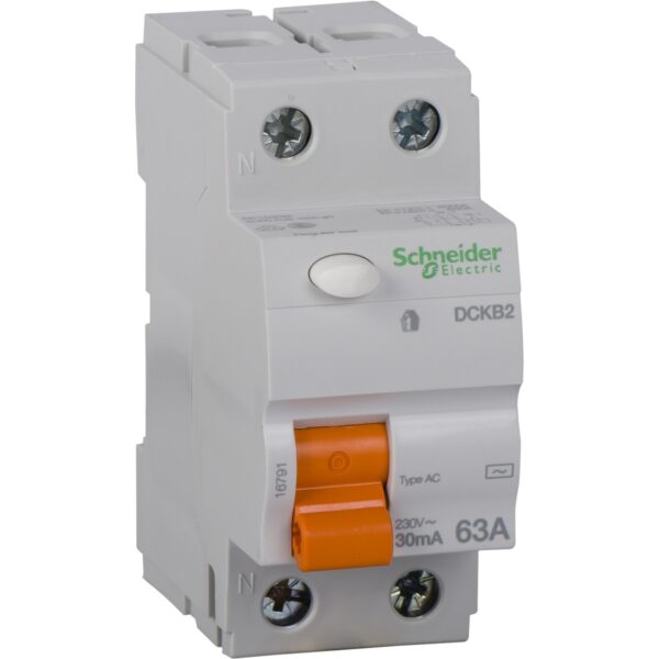 Residual current circuit breaker 2 poles 63 A class AC 30mA