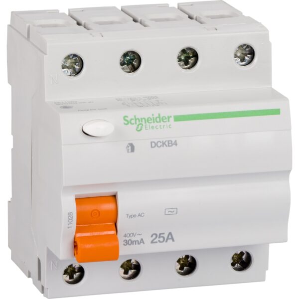 Residual current circuit breaker 4 poles 25 A class AC 30 mA