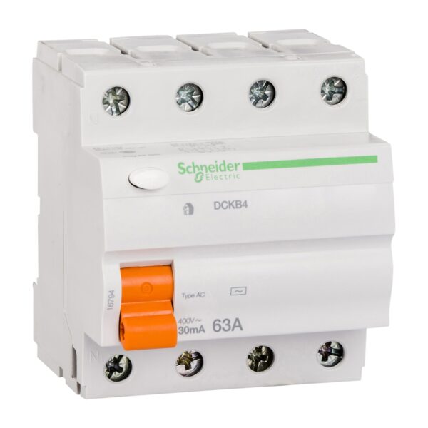 Residual current circuit breaker 4 poles 63 A class AC 30mA