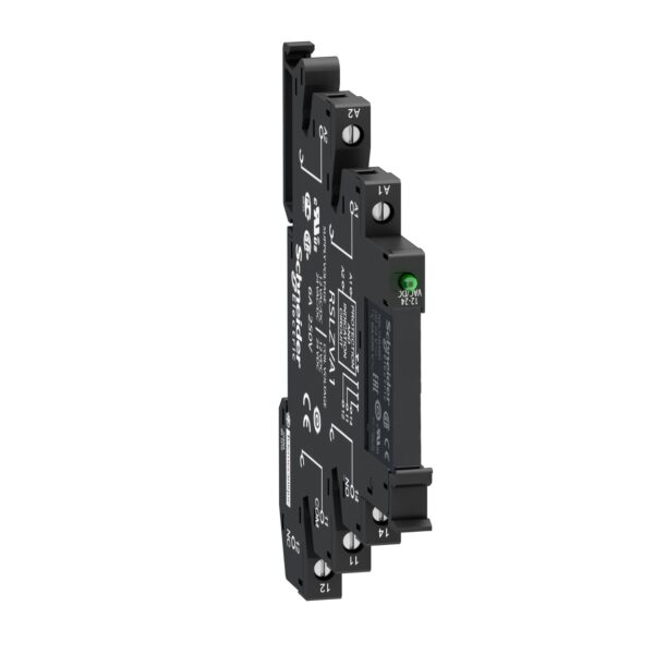 Slim relay mounted on screw socket with LED and protection circuit