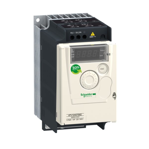 Variable speed drive ATV12 0 55kW 0 75hp 200 240V 1ph with heat sink